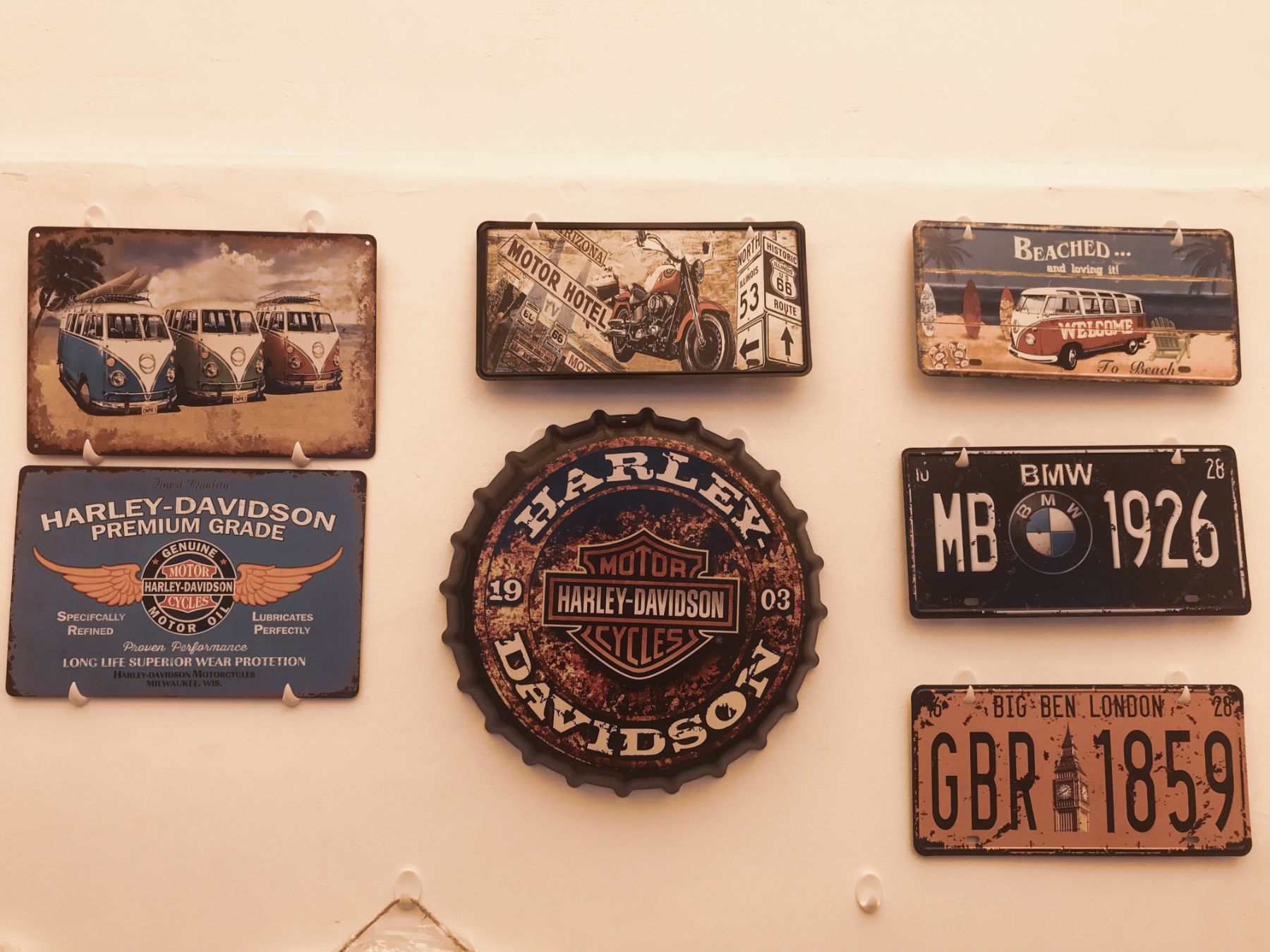 PACK "B" 7 PLACAS CARTELES ESTILO VINTAGE EN METAL DECORACIÓN PARA BARBERIA CAFÉ CUARTO