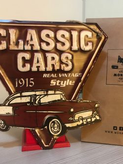 PLACA RETRO VINTAGE EN METAL CLASSIC CARS AUTOS DECORACIÓN PARED