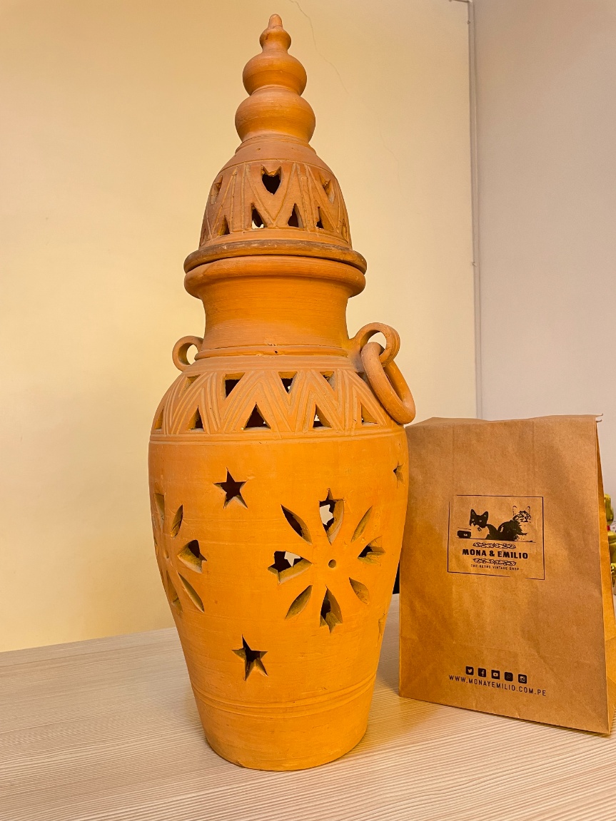 FAROL LÁMPARA DE PISO VASIJA GRANDE DE ARCILLA DECORACIÓN TERRAZA DE EMIRATOS ÁRABE - Imagen 3