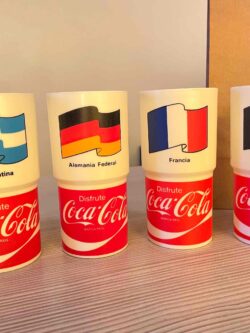 SET4 ANTIGUOS VASOS COCA COLA MUNDIAL FUTBOL FINALISTAS MÉXICO 86 COLECCIONABLES
