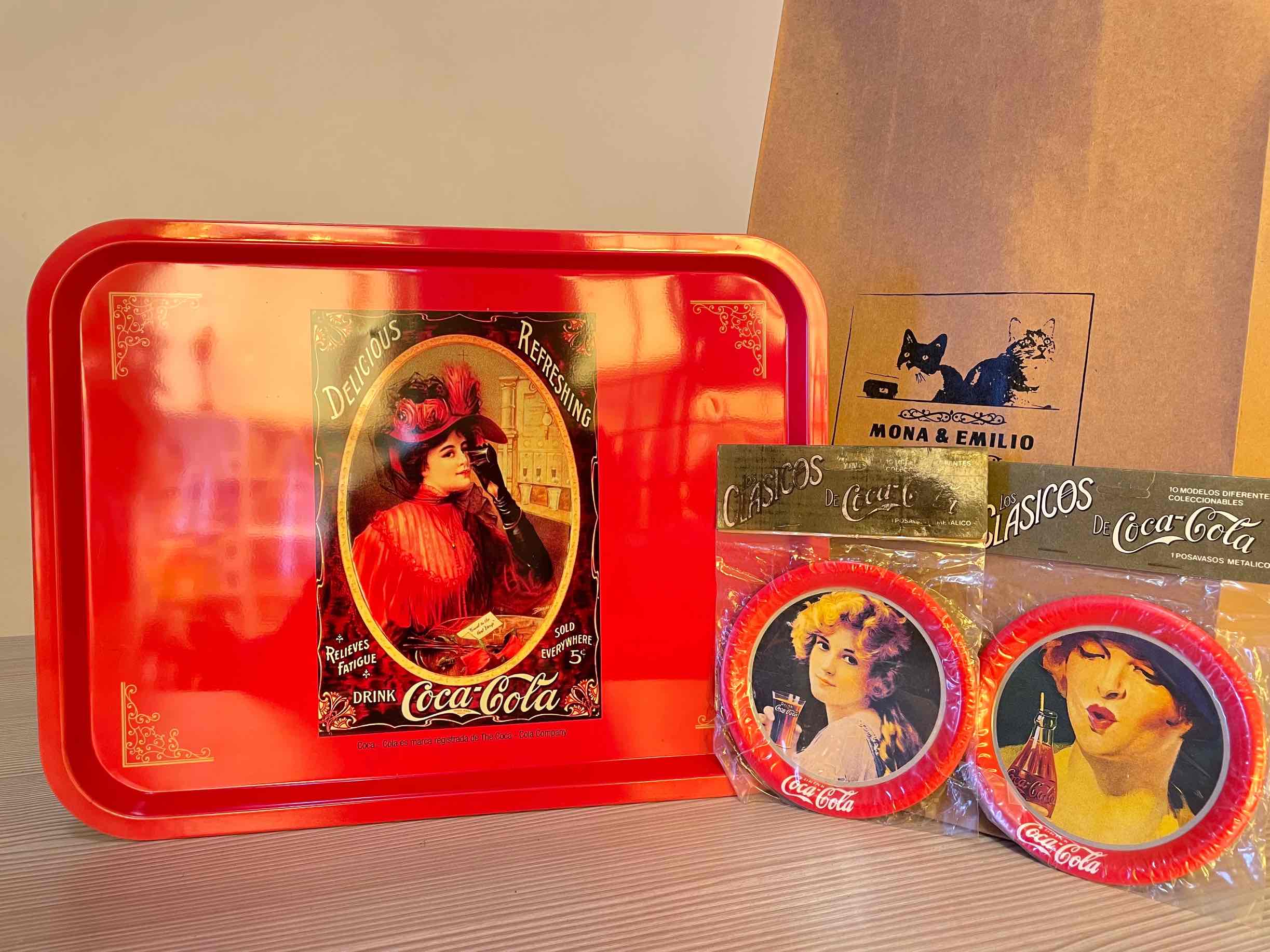 PACK 2 POSAVASOS APOYAVASOS Y AZAFATE FUENTE PANETONERA COCA COLA NUEVOS