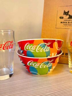 SET VASOS Y BOWLS ENVASES HONDOS PARA PIQUEOS SOPA EN MELAMINE COCA COLA