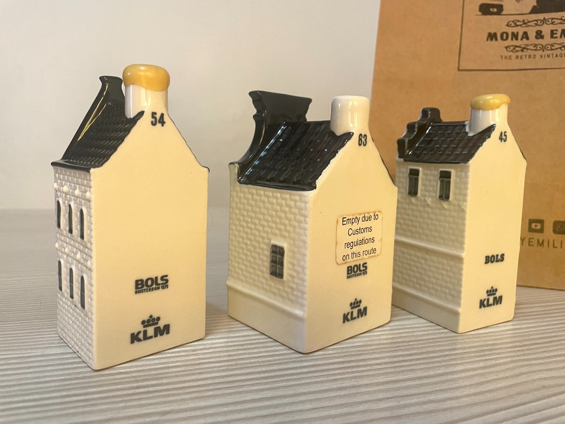SET 3 CASITAS KLM MINIATURA BOTELLAS DE LICOR HOLANDA DEUTCH COLECCIONABLE - Imagen 4
