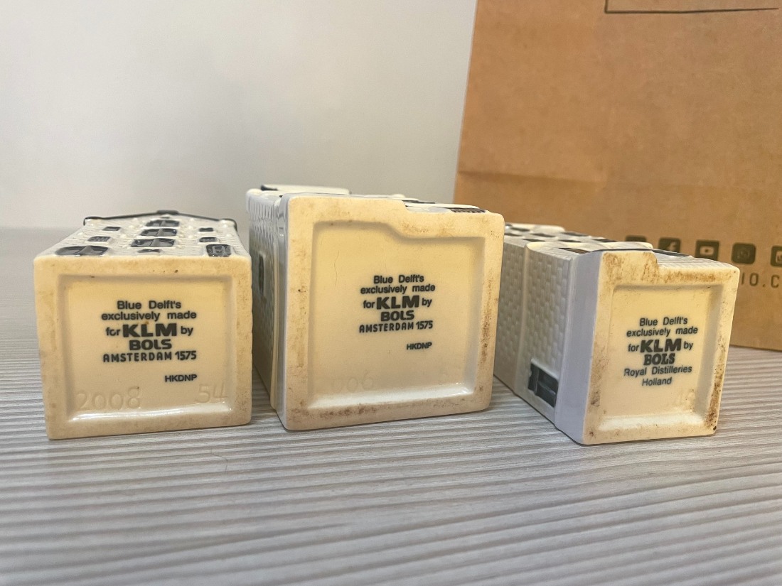 SET 3 CASITAS KLM MINIATURA BOTELLAS DE LICOR HOLANDA DEUTCH COLECCIONABLE - Imagen 3
