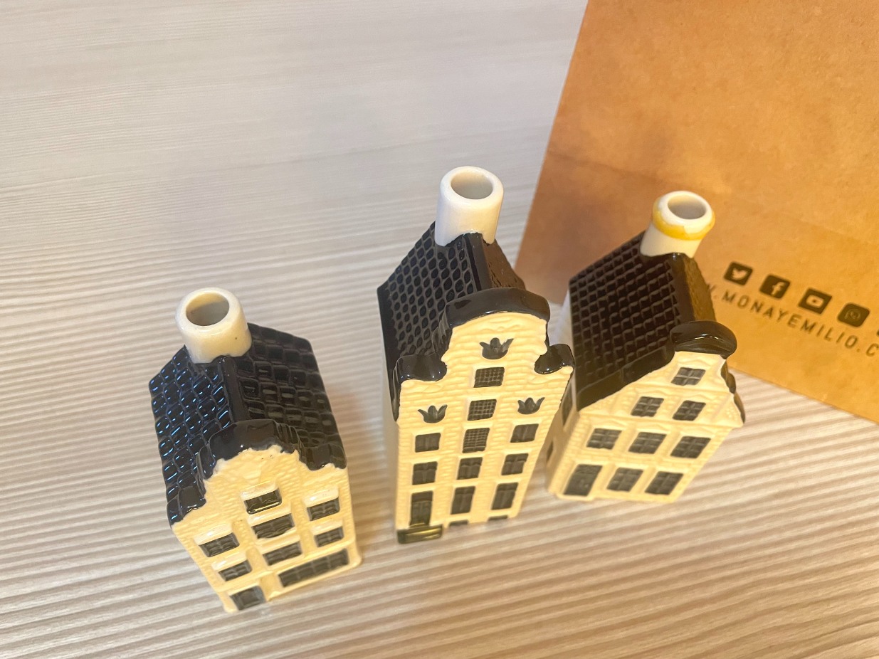 SET 3 CASITAS KLM MINIATURA BOTELLAS DE LICOR COLECCIONABLE VACIAS - Imagen 4